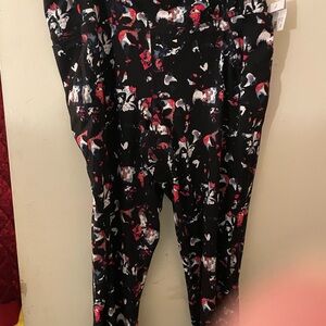 Livi Active Black and Red Floral Pants
